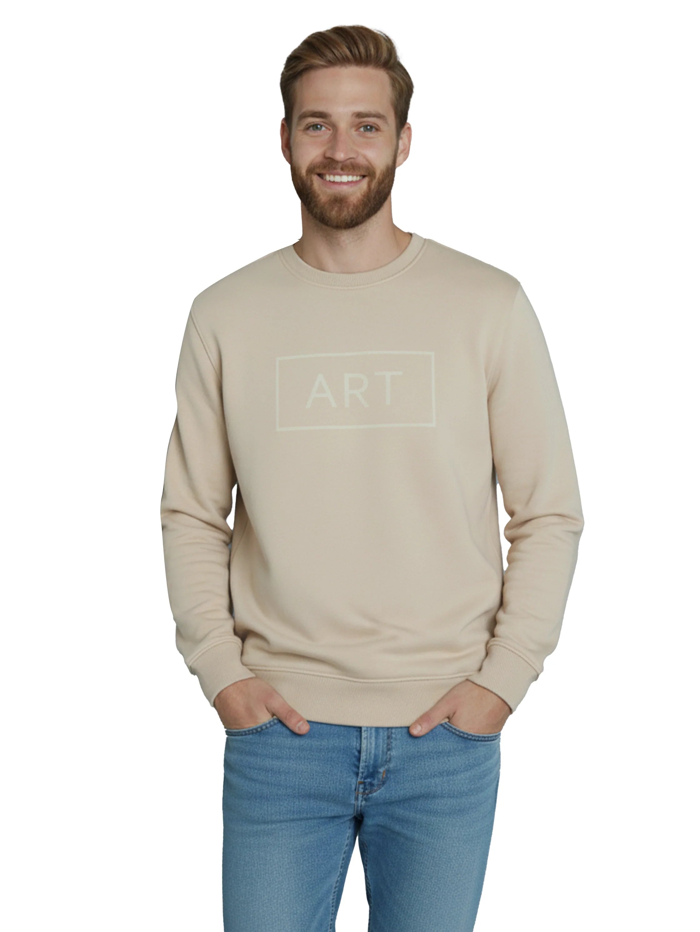 Beige Sweater with " Art" Front Design