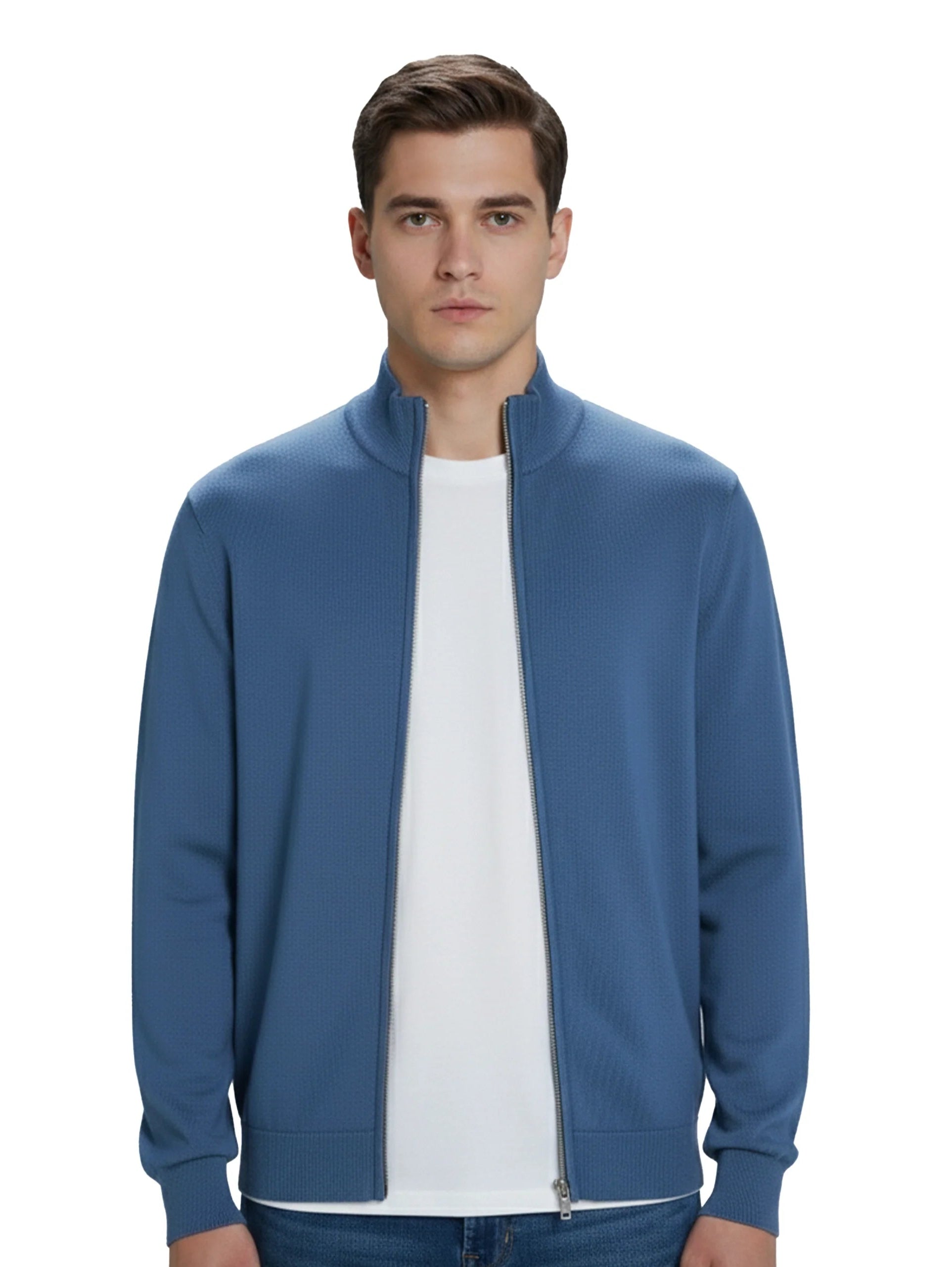 Knitwear Indigo Full Zipper Pullover