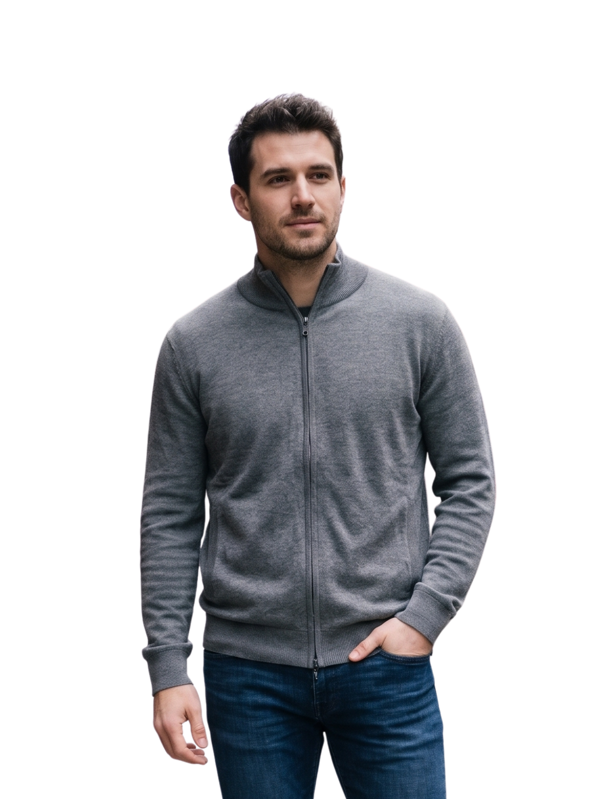 Dark Grey Mock-Neckline Pullover