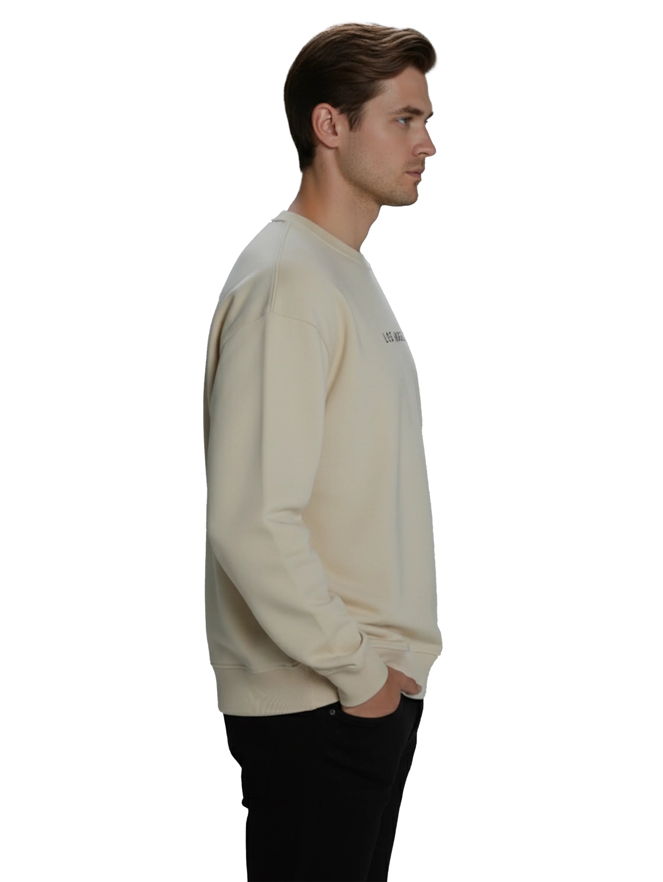 Long Sleeve Beige Sweater With " Los Angeles" Front Design