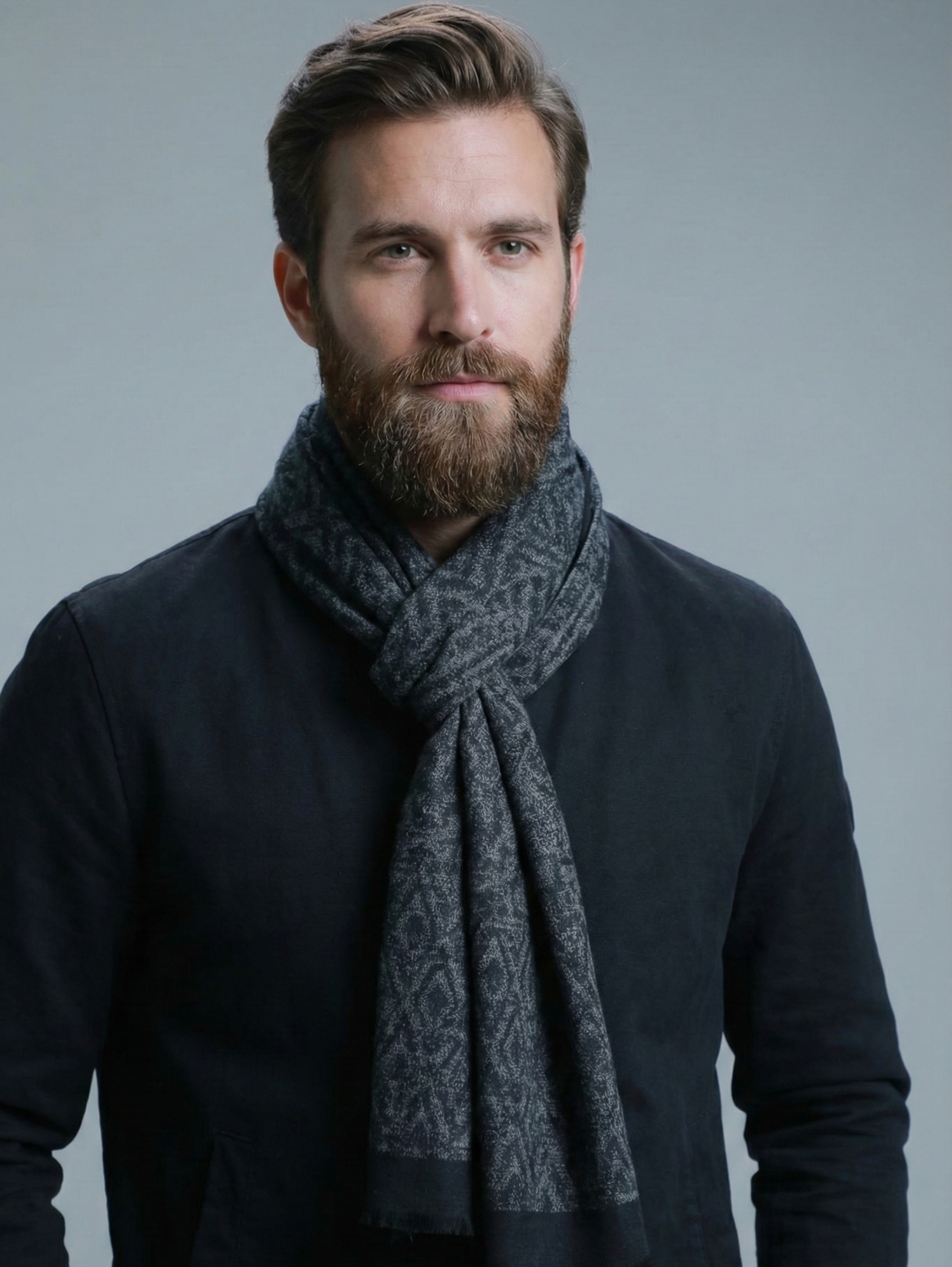 Black Wool Blend Stylish Scarf