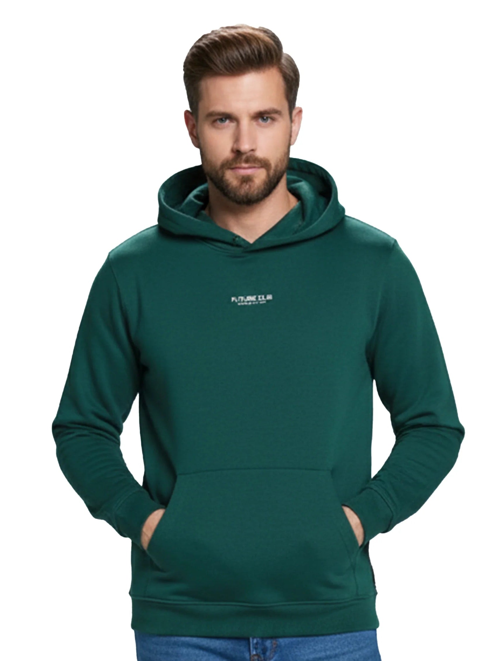 Long Sleeved Green Hoodie With Kangaroo Pocket