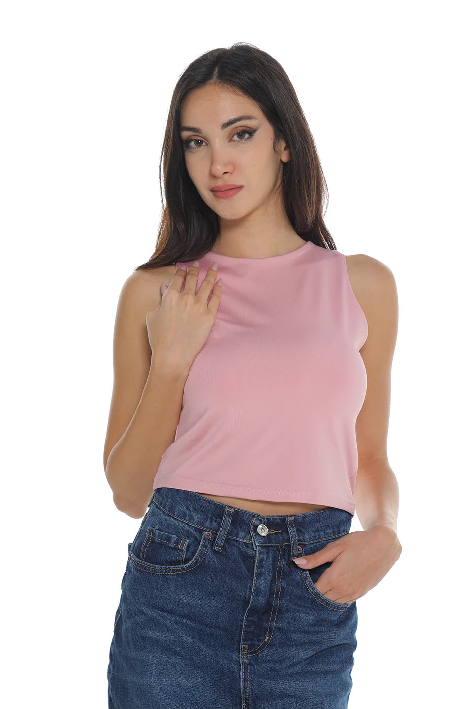 Sleeveless Pink Basic Top