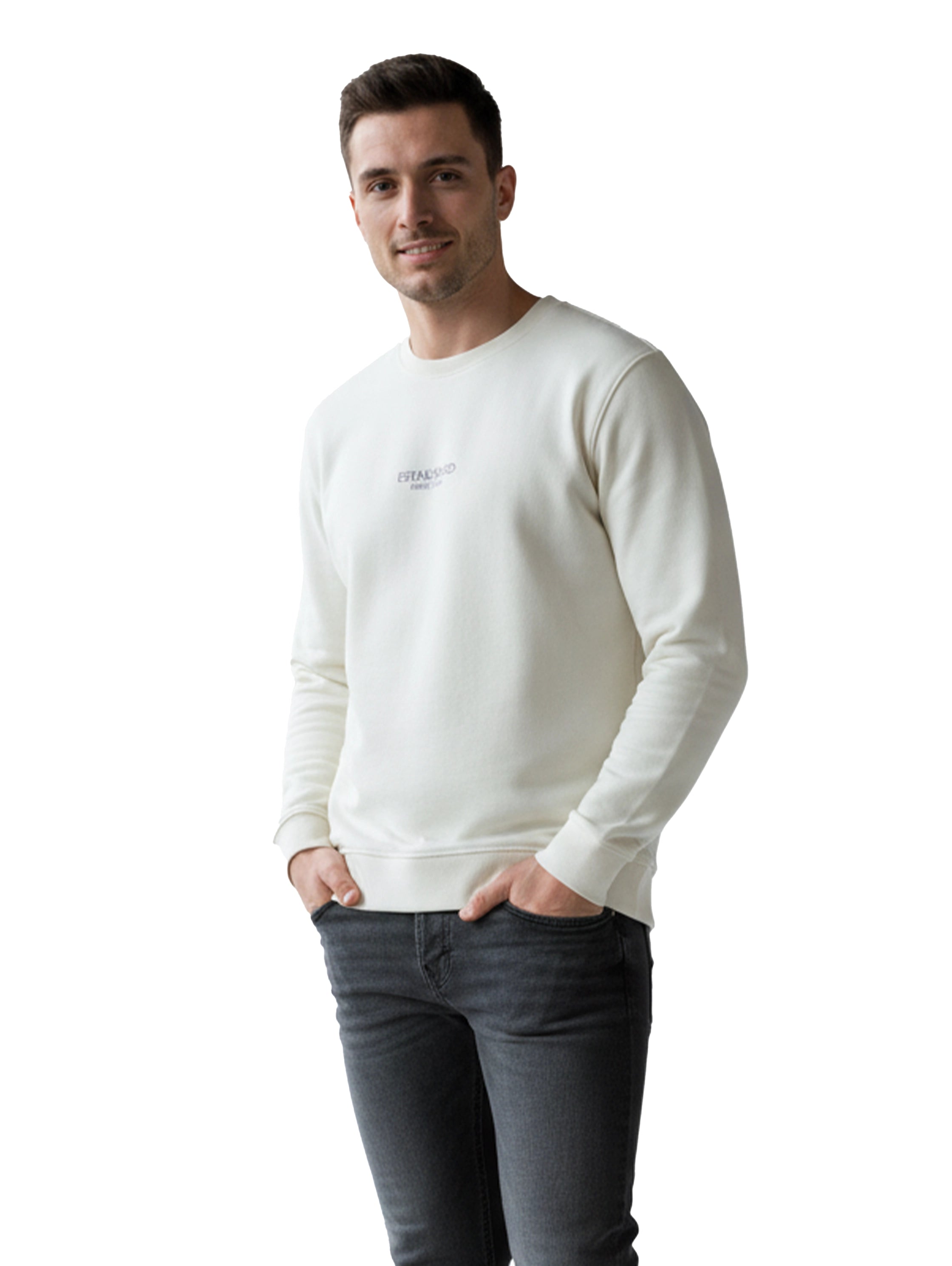 Offwhite Cotton Sweater With Back & Front Design