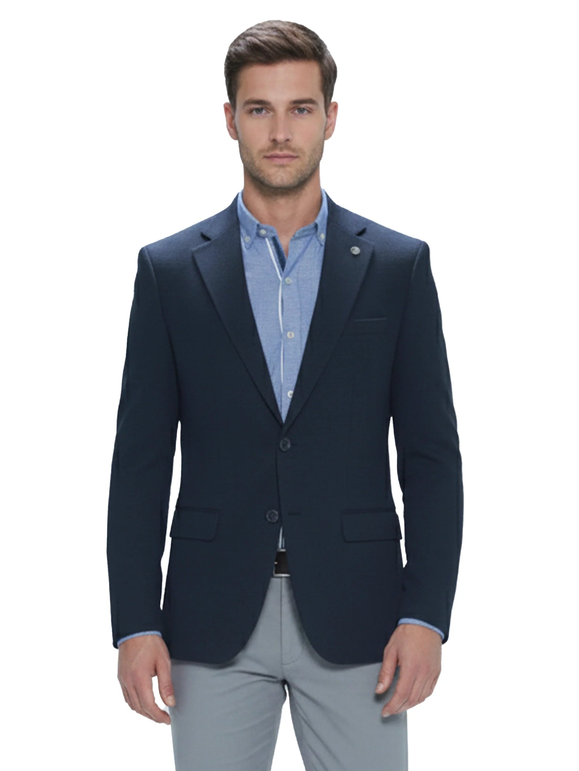Single-Breasted Navy Blazer Wit Two Button To Close