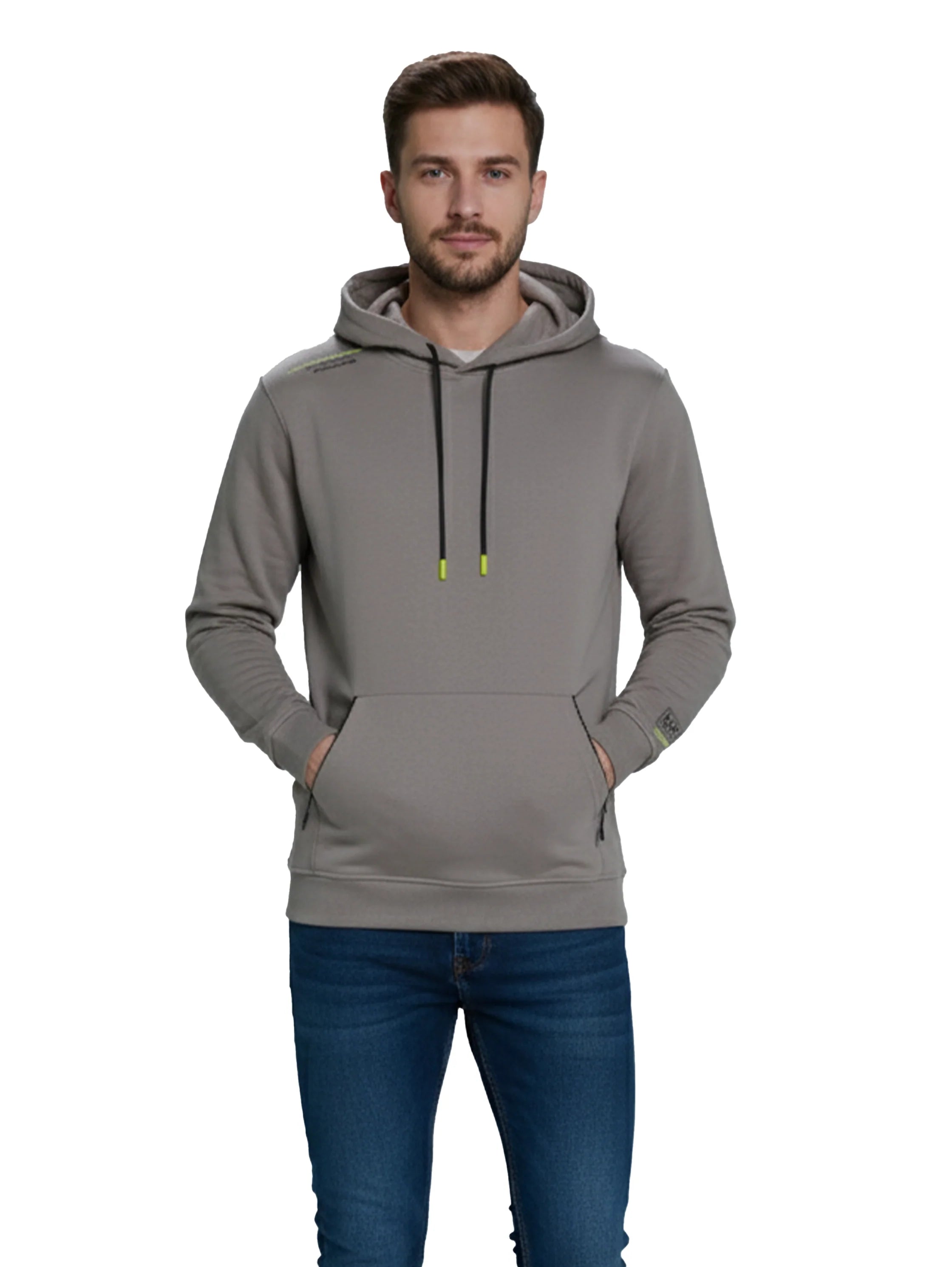 Long Sleeved Grey Hoodie With Kangaroo Zippered  Pocket