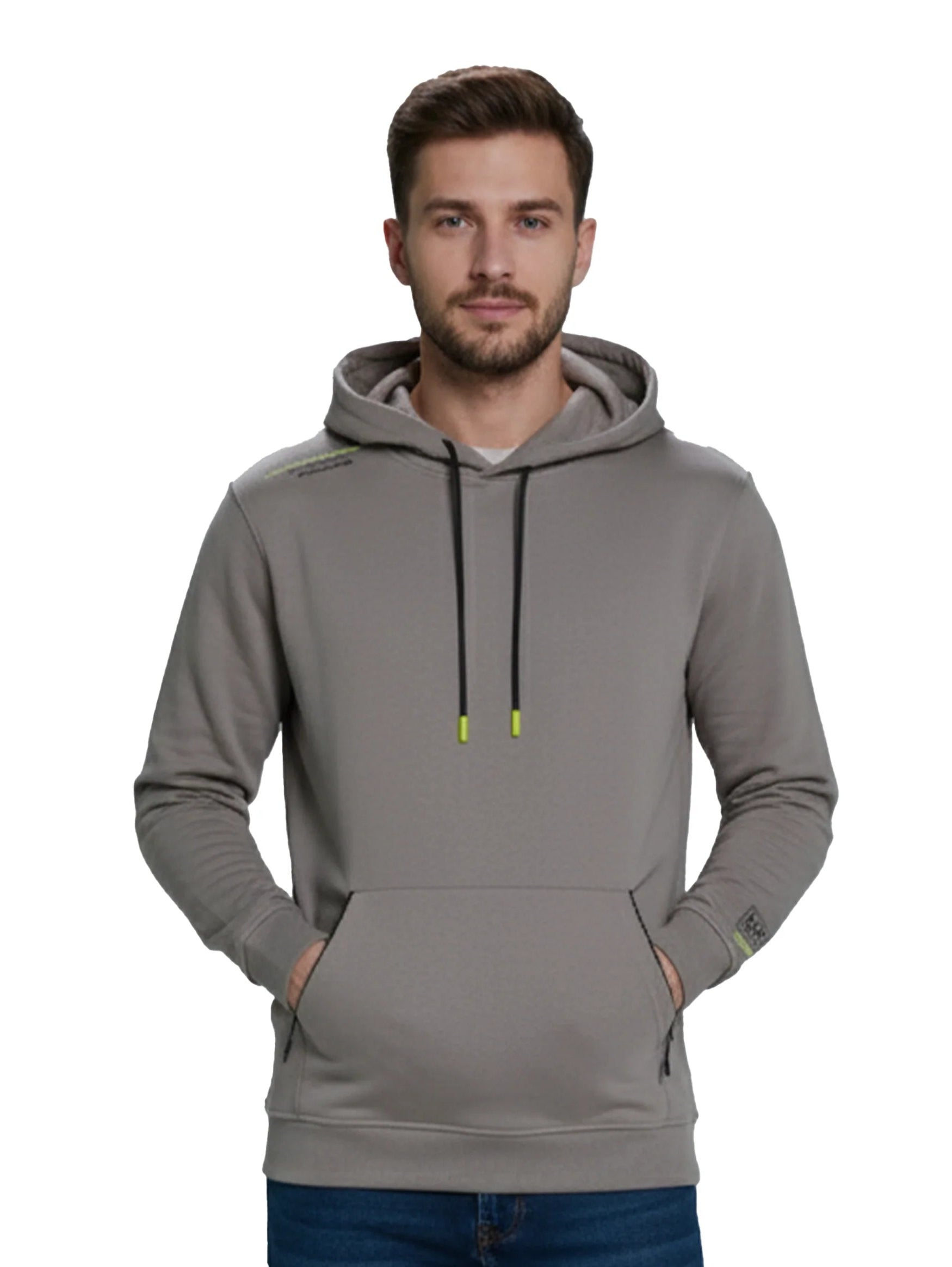 Long Sleeved Grey Hoodie With Kangaroo Zippered Pocket
