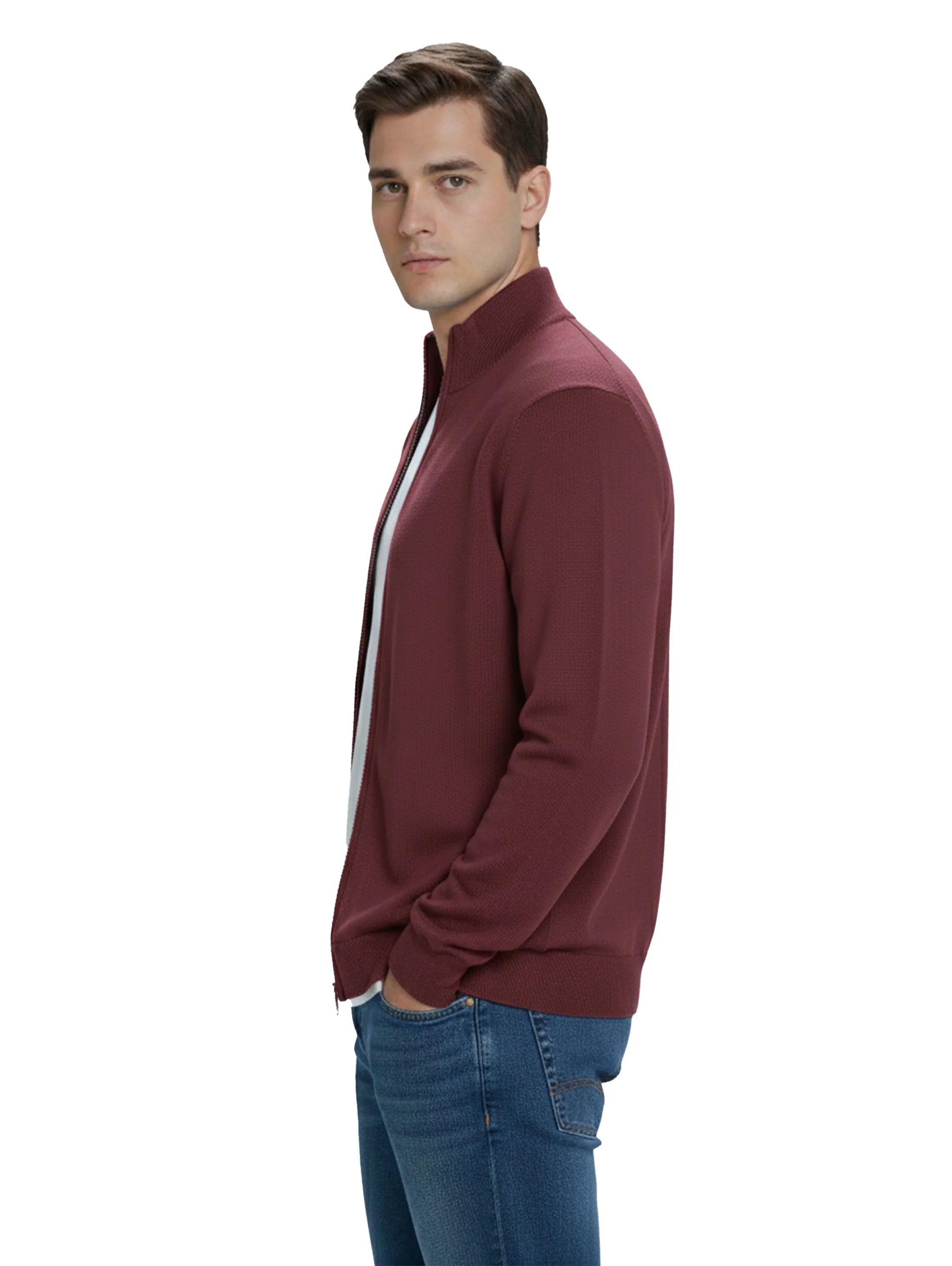 Knitwear Bordo Full Zipper Pullover