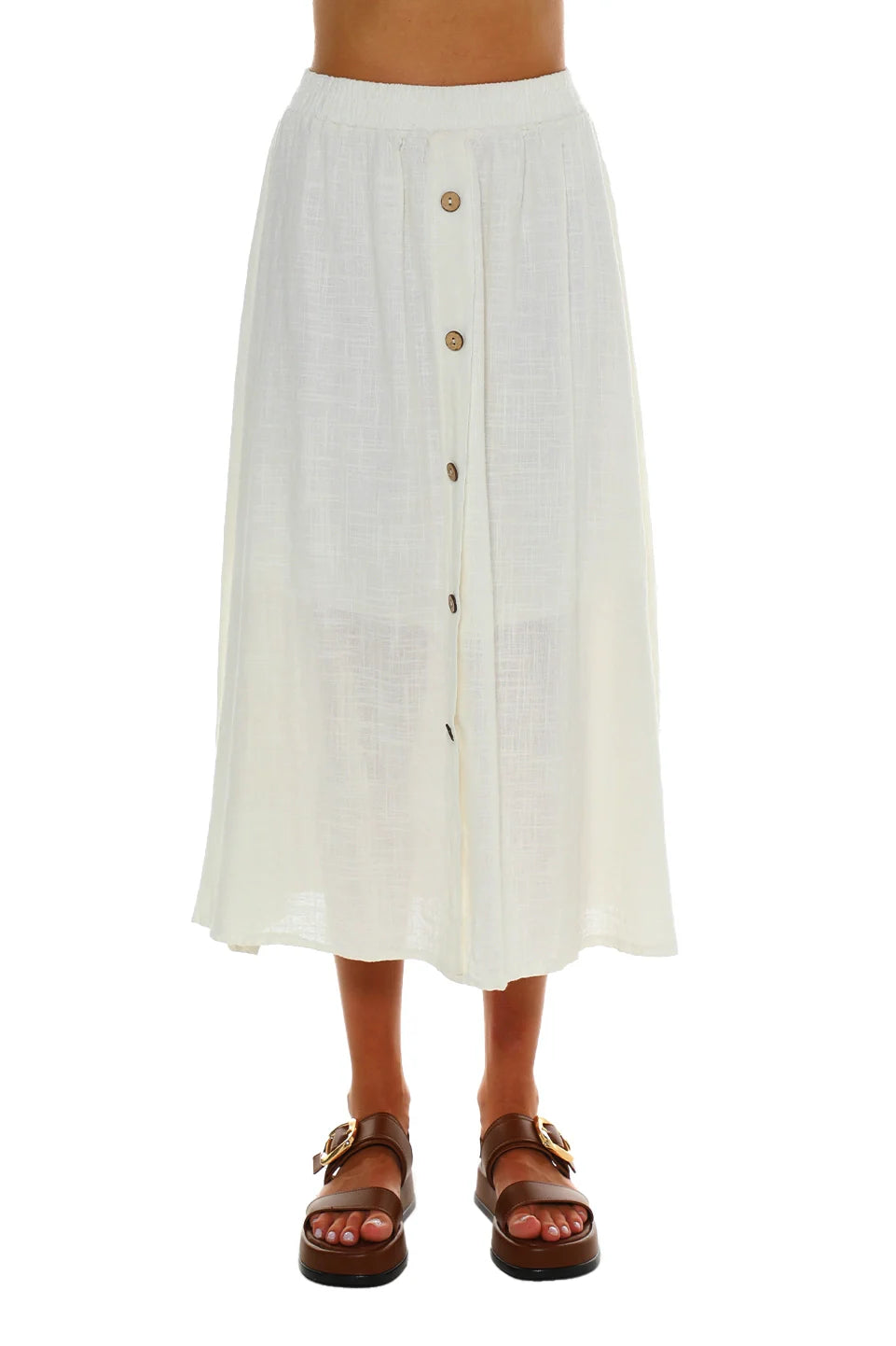 Offwhite Skirt With Button Design