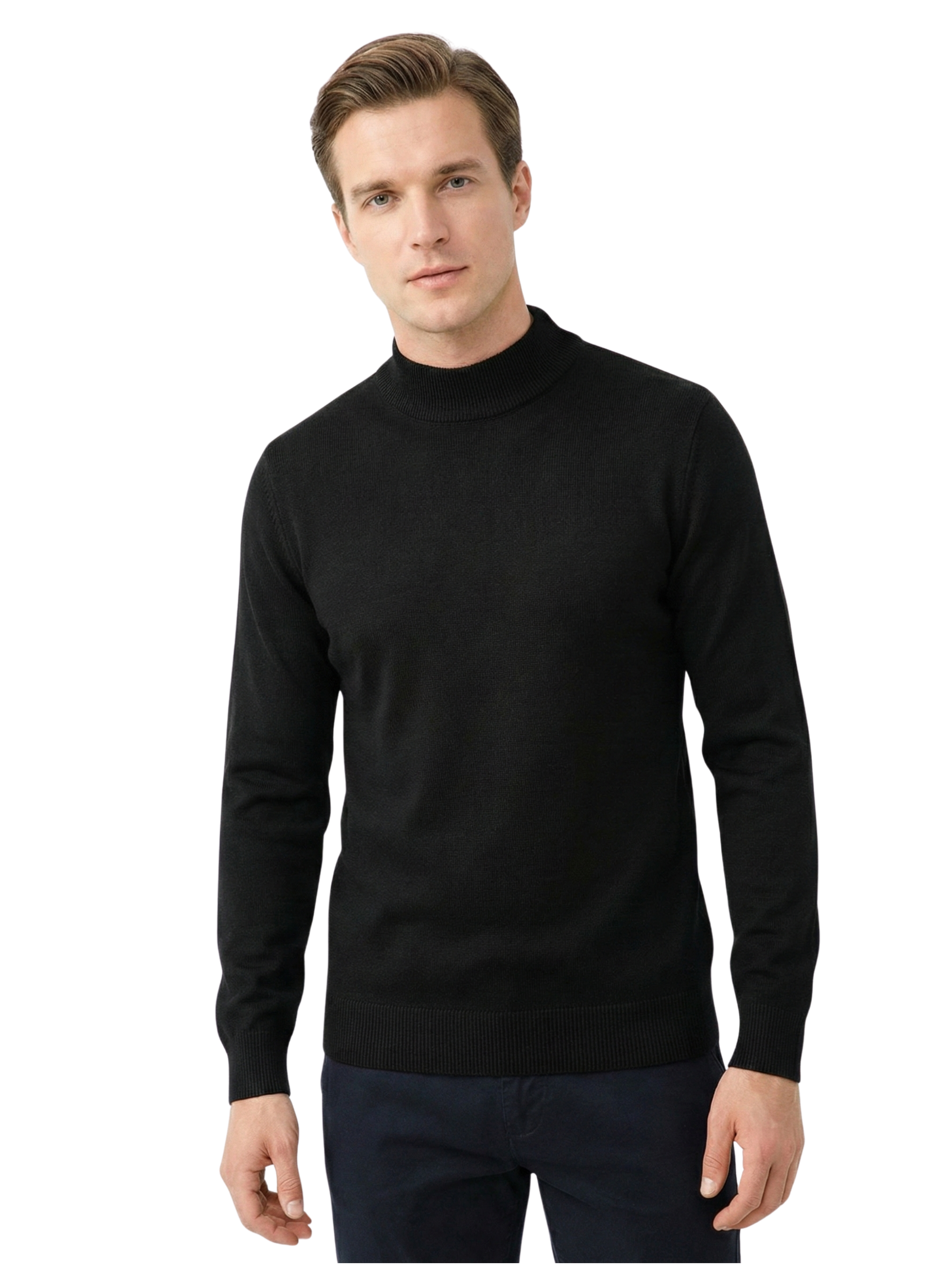 Damat Black High Neck Knitted Pullover