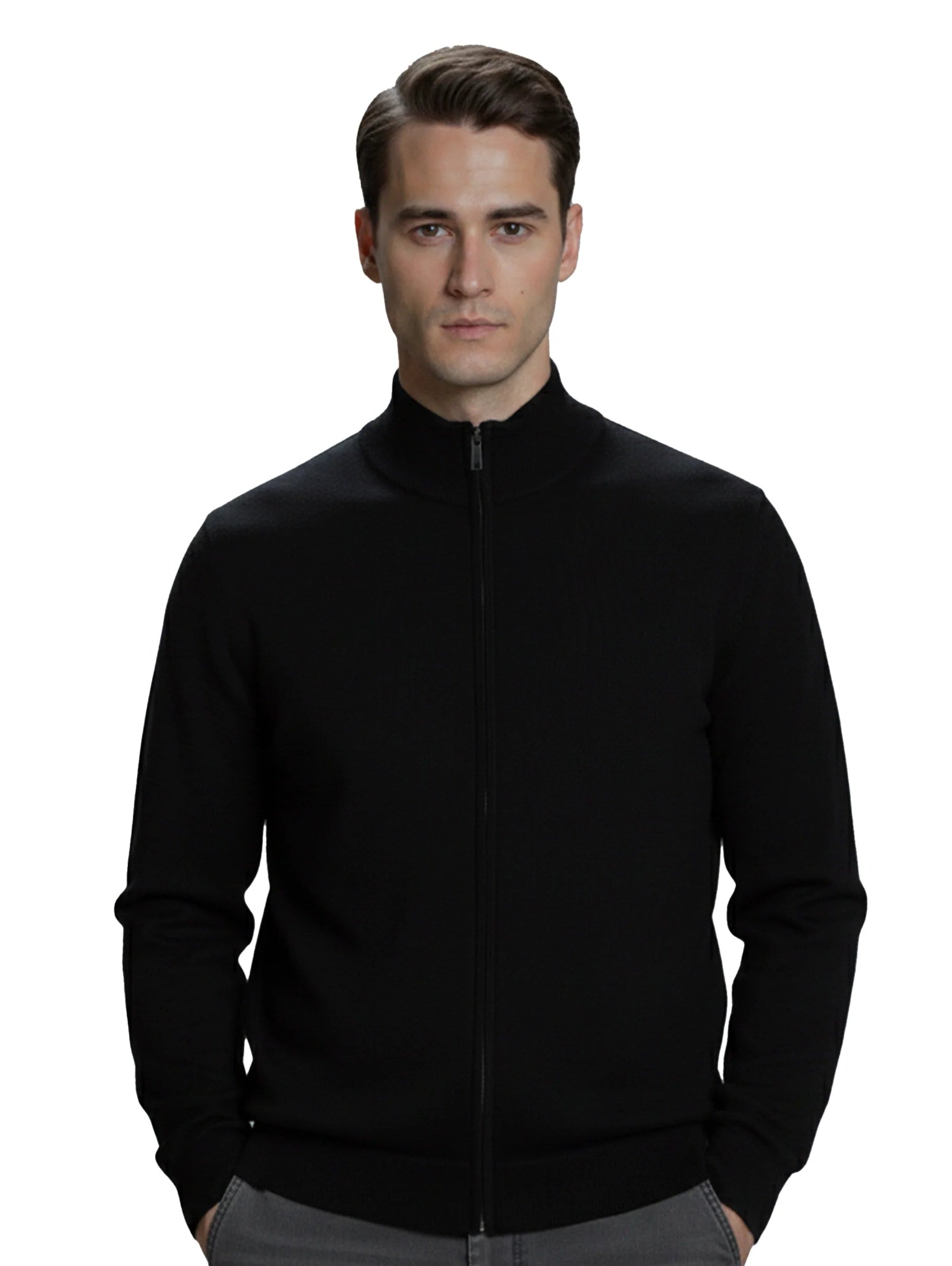 Knitwear Black Full Zipper Pullover