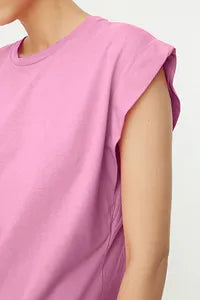 Trendyol Captain Style Cotton Fushia T-shirt