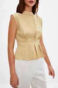 Trendyol Beige Crew Neck Sleeveless Blouse