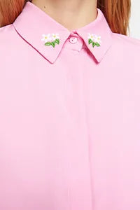 Trendyol Fushia Cotton Shirt With Embroidery Shoulder Detail