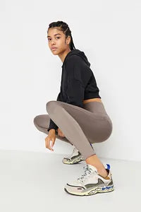 Trendyol Light Khaki Elastic High Waist Sport Legging