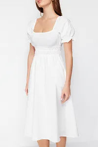 Trendyol Open Ballon Sleeve Off White Dress