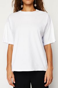 Trendeyol White Striped Poplin Detailed Oversize