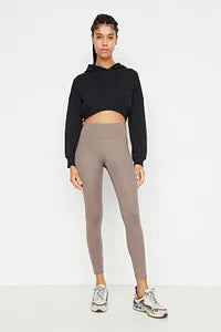 Trendyol Light Khaki Elastic High Waist Sport Legging