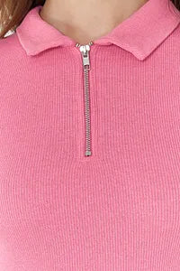 Trendyol Fushia Zippered Stretchy Blouse