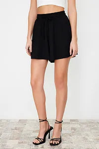 Trendyol Black Regular Waist Wrap Knitted Short