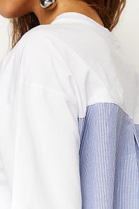 Trendeyol White Striped Poplin Detailed Oversize
