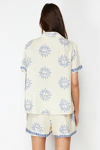 Trendyol Sun Patterned Navy Pajama Set