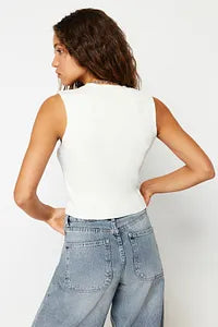 Trendyol Offwhite Knitwear Crop Blouse