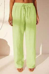 Trendyol Green Linen Pant With Elastic Waist