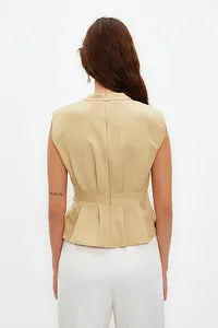 Trendyol Beige Crew Neck Sleeveless Blouse