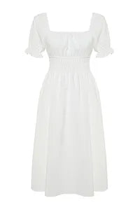 Trendyol Open Ballon Sleeve Off White Dress