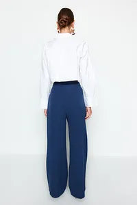Trendyol High Waist Wide Leg Navy Pant