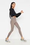 Trendyol Light Khaki Elastic High Waist Sport Legging