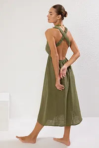 trendyol Green Maxi Cut Out Beach Dress