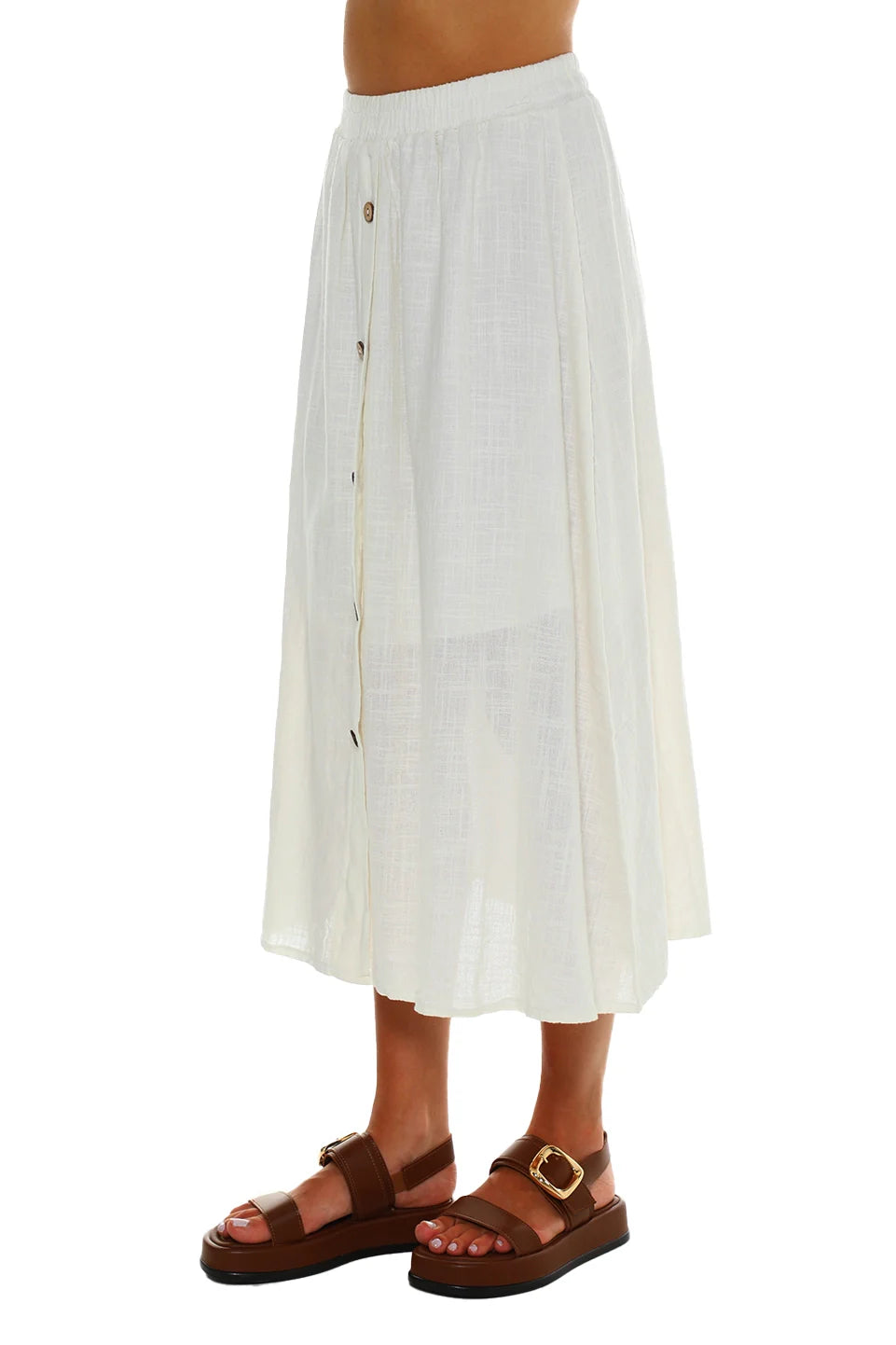 Offwhite Skirt With Button Design