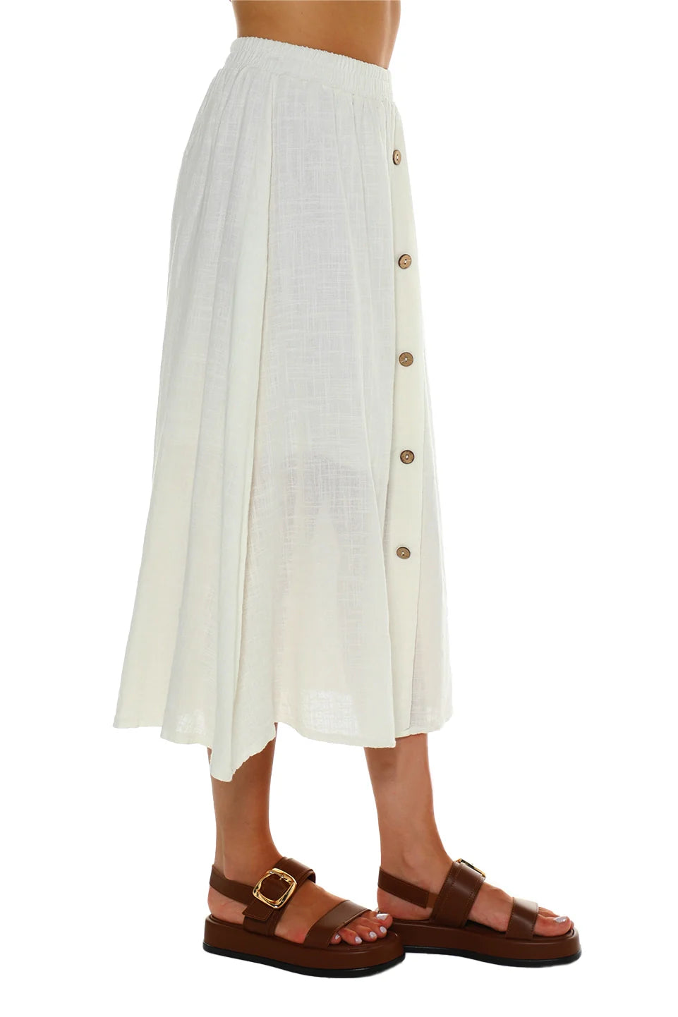 Offwhite Skirt With Button Design