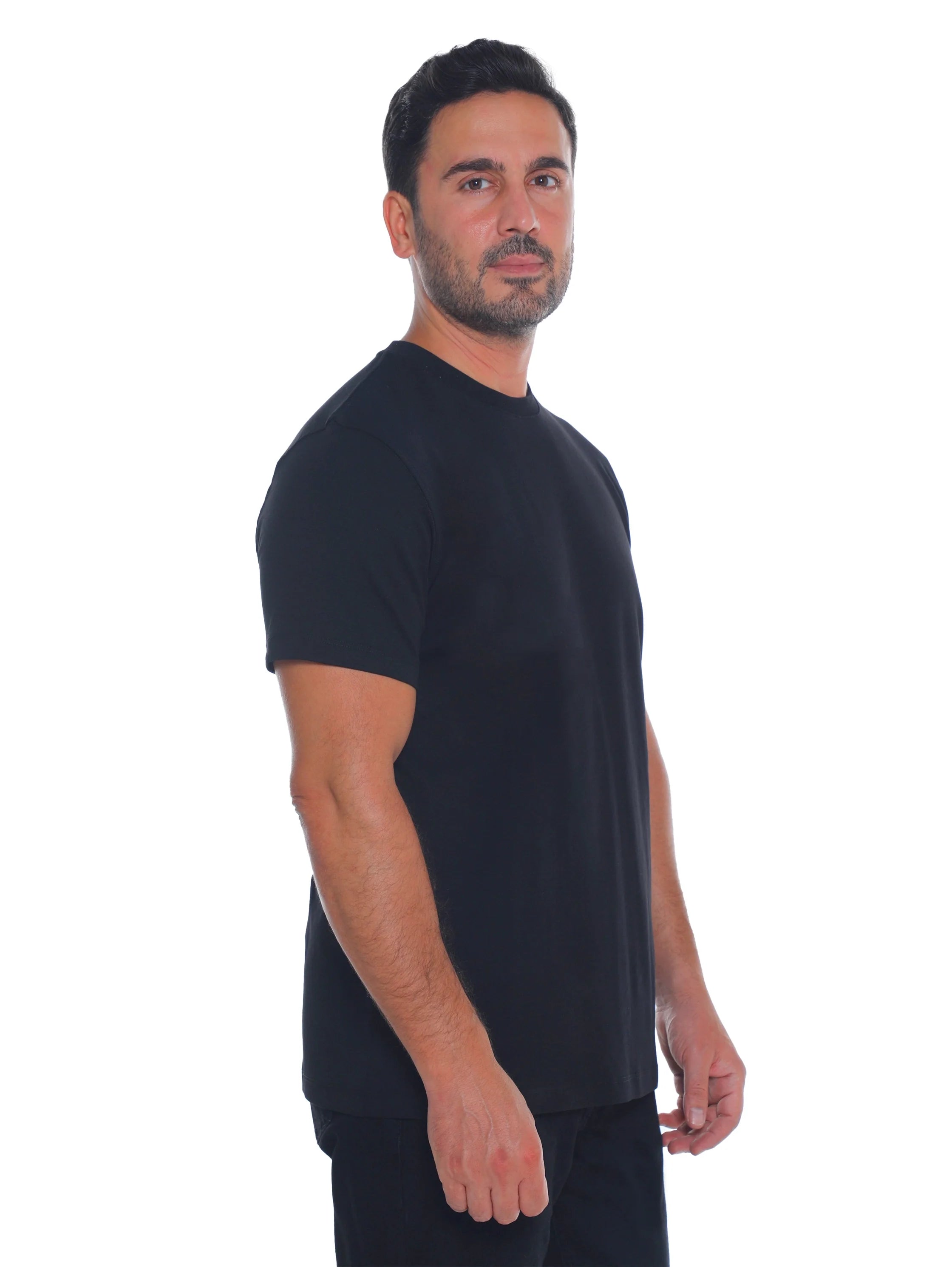 Frappoli Black Short Sleeve Basic Round Neck T-shirt