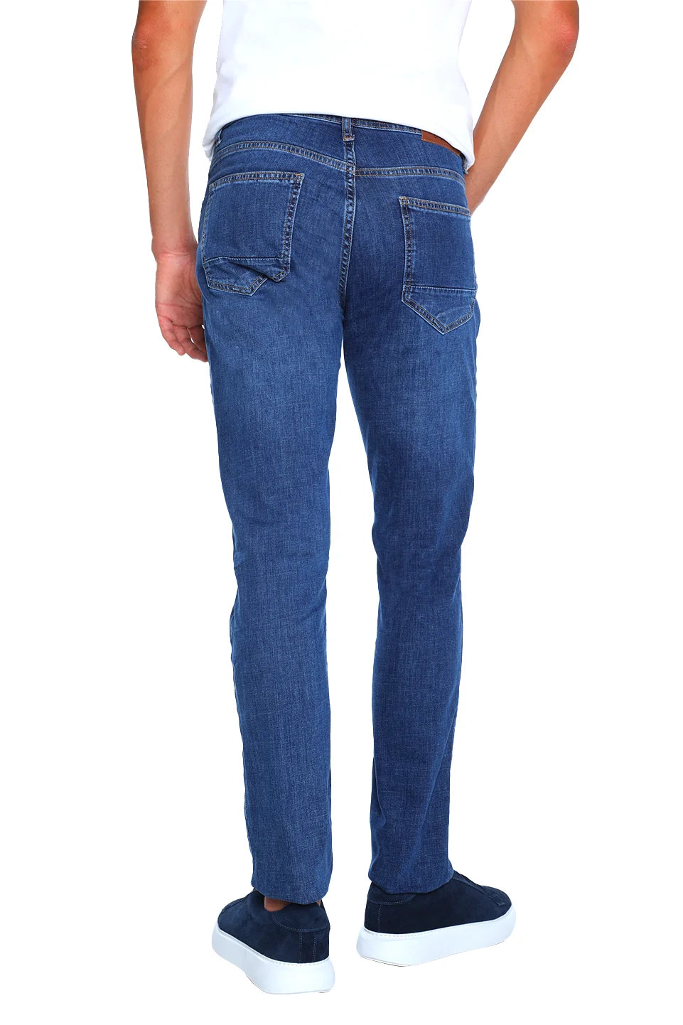 Blue Denim Slim Straight Jeans