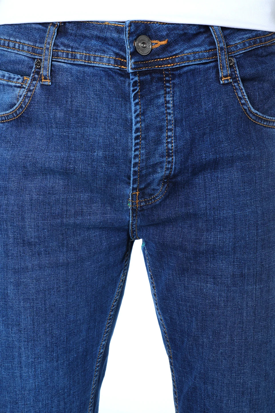 Blue Denim Slim Straight Jeans