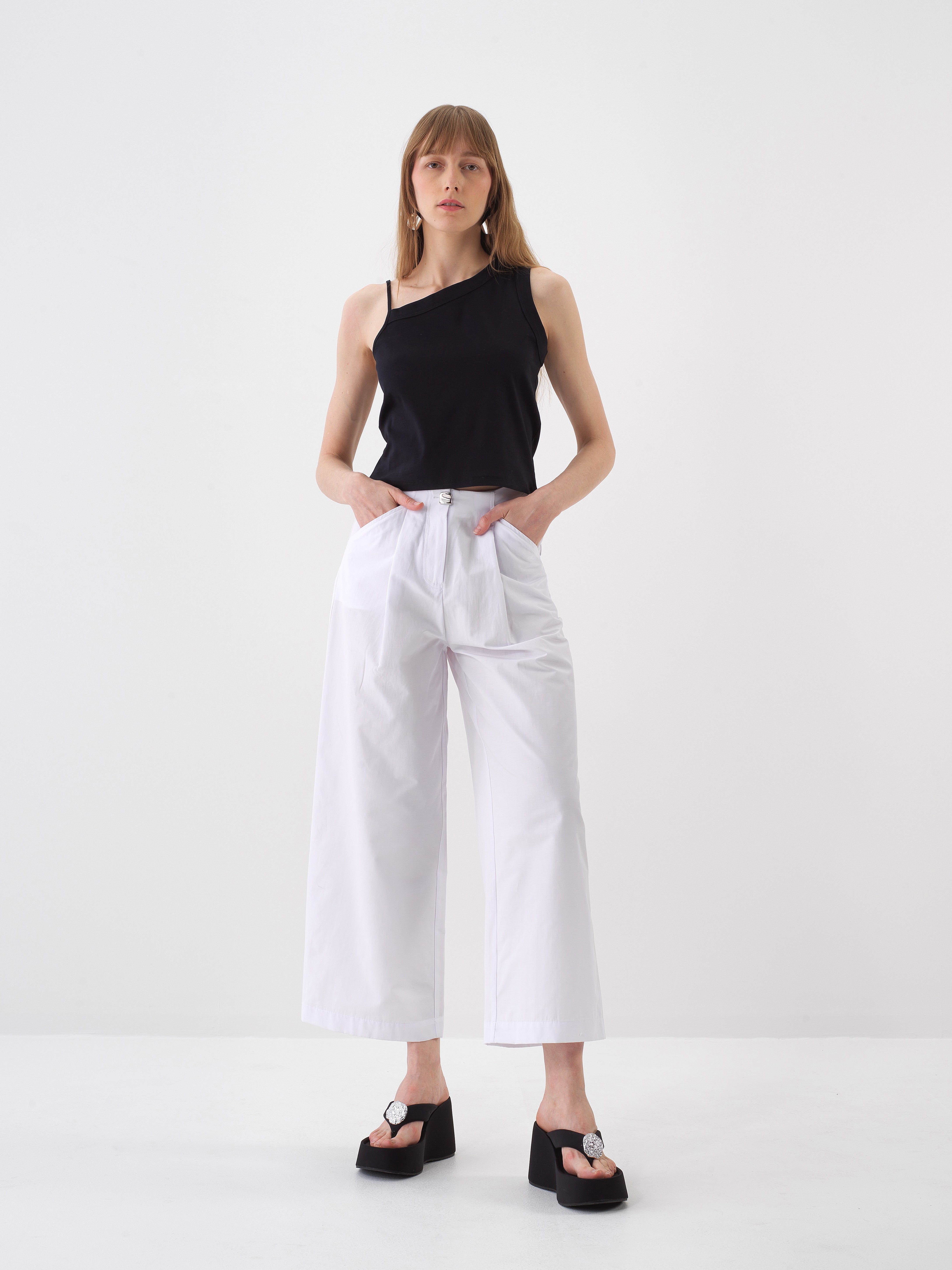 Xint Oversized White Cotton Pant