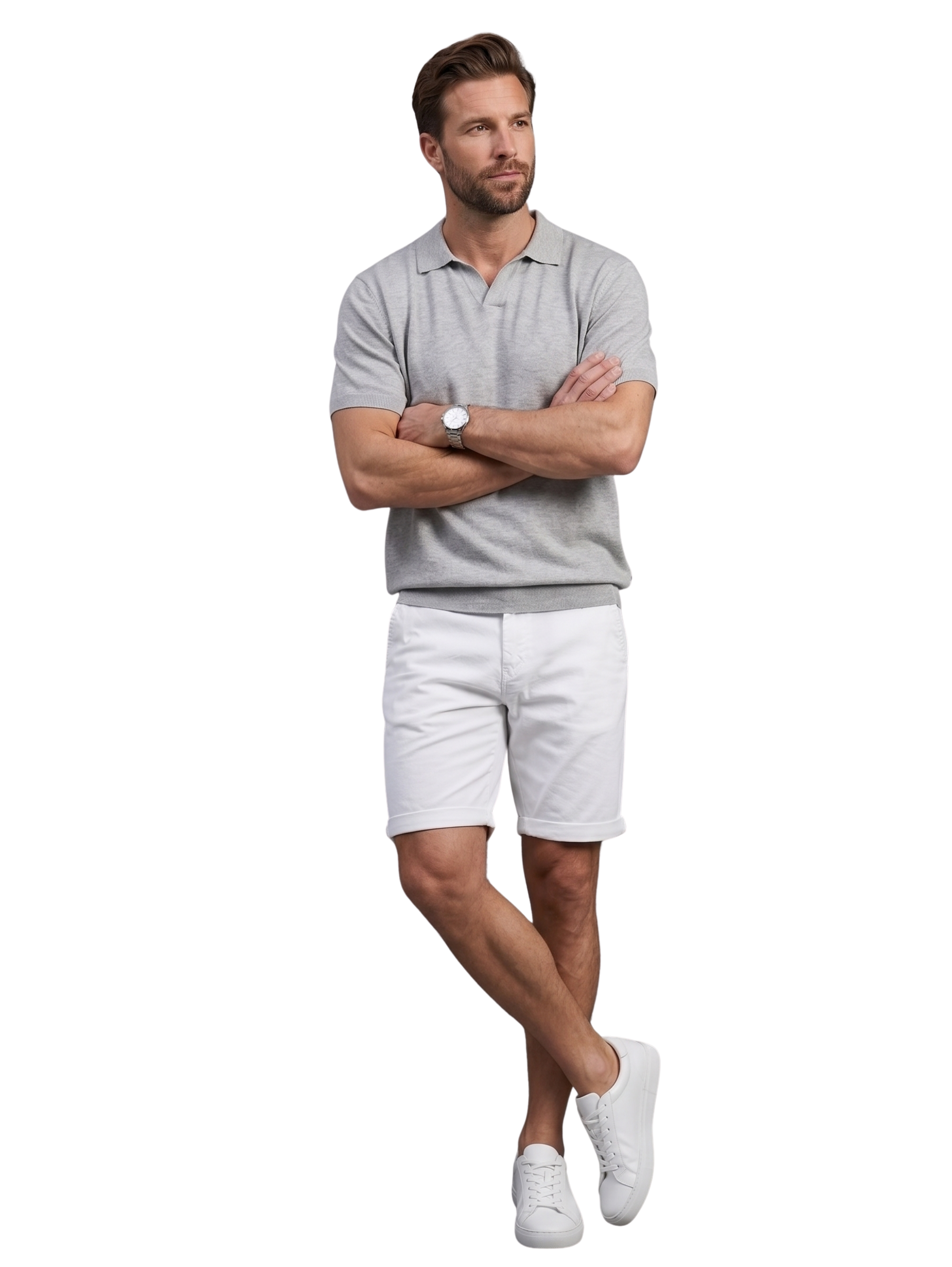 White Casual Chino Shorts