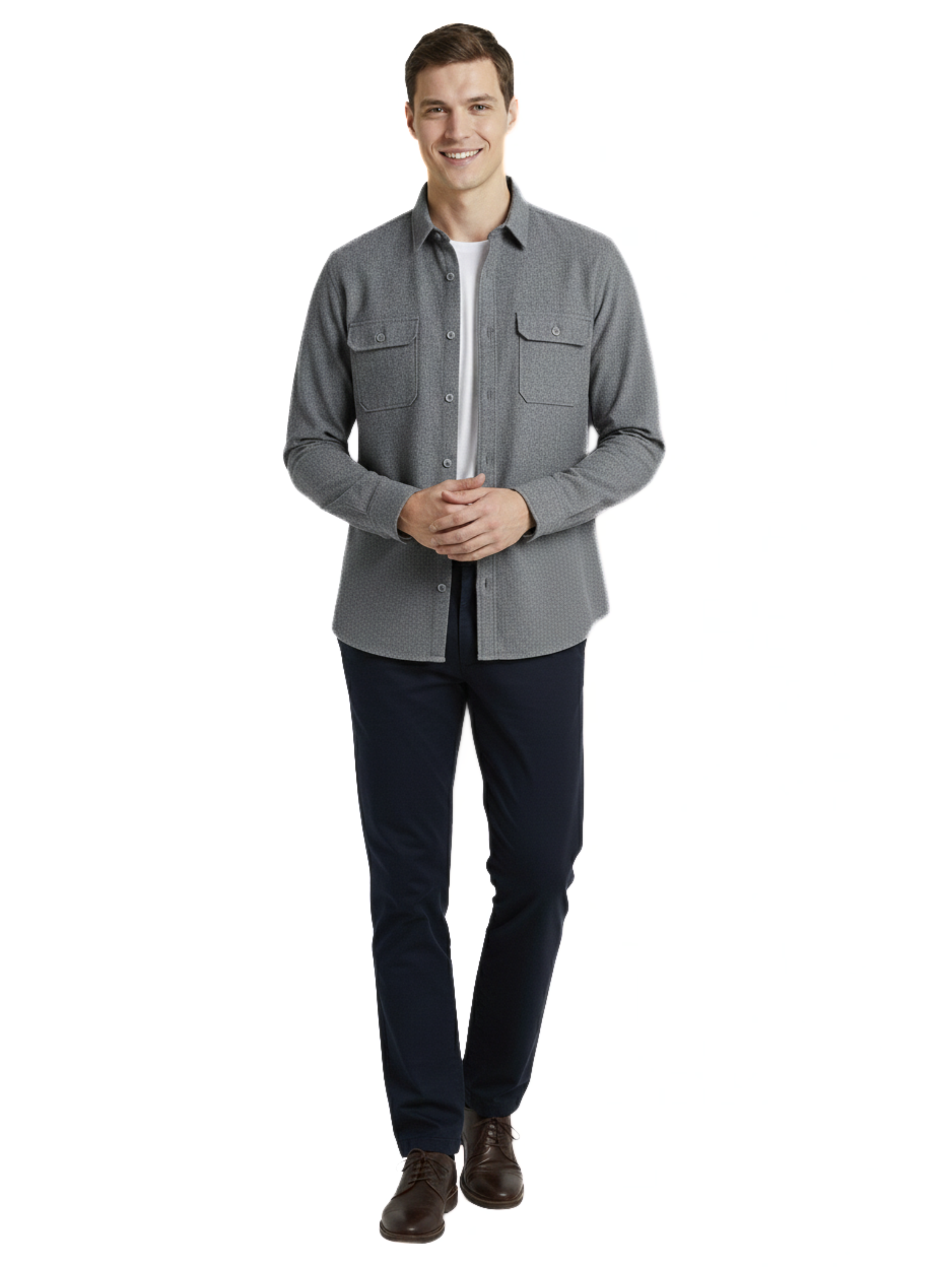 Long Sleeve Casual Buttoned Grey Blazer