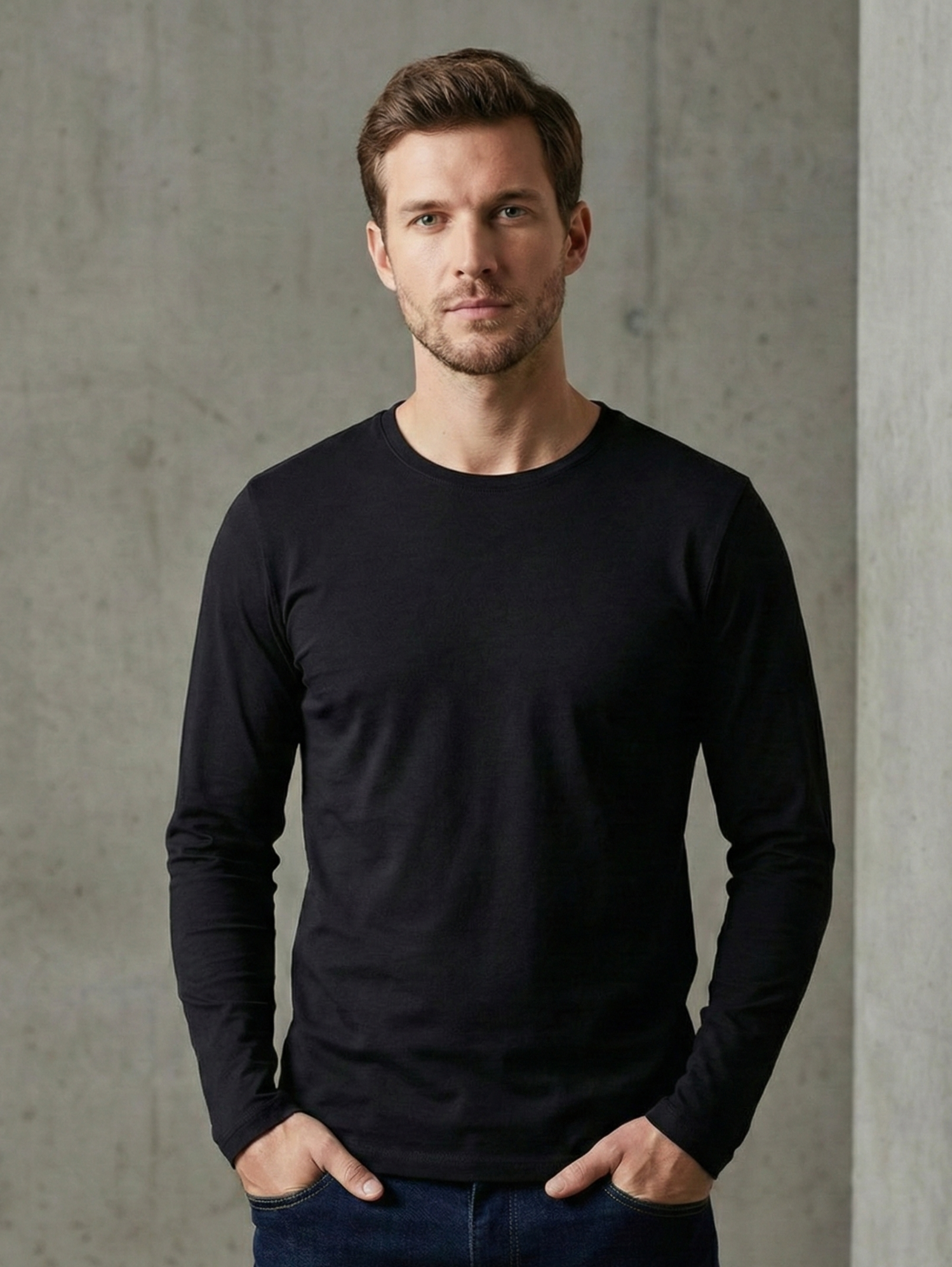 Jack Dapper Long Sleeved Black Basic R-Neck