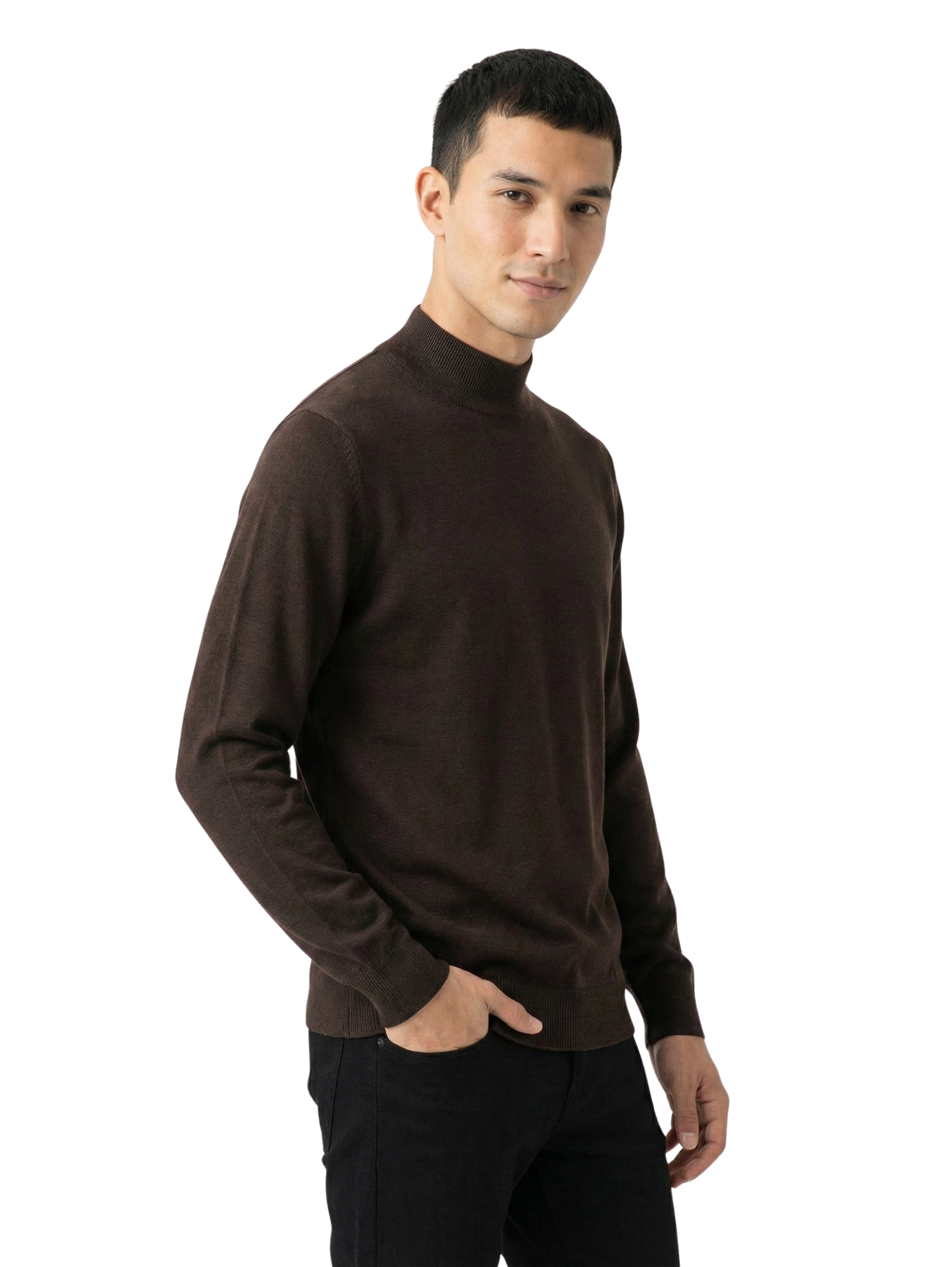 Damat Dark Brown High Neck Knitted Pullover