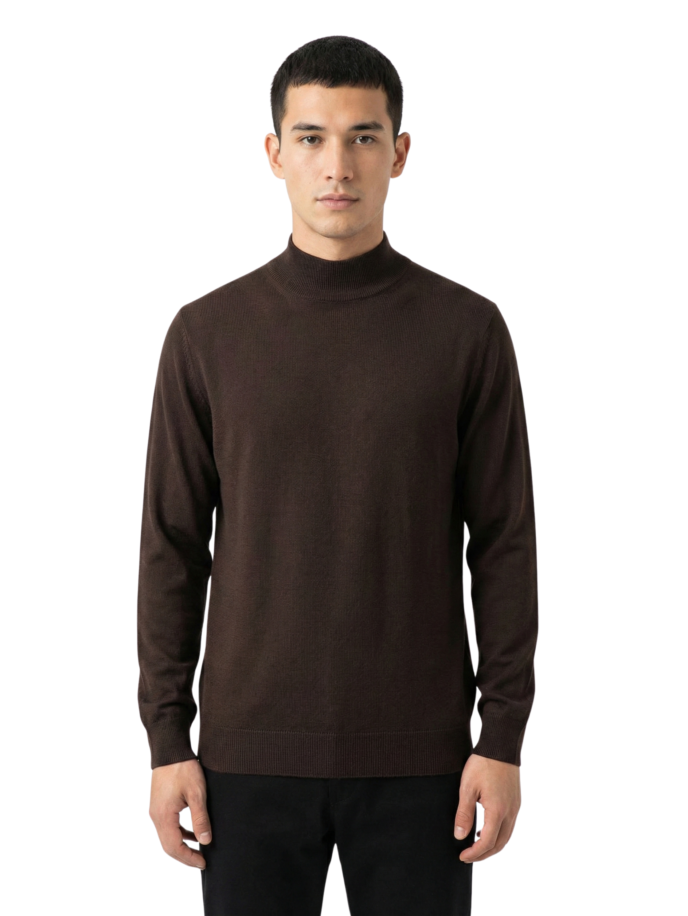 Damat Dark Brown High Neck Knitted Pullover
