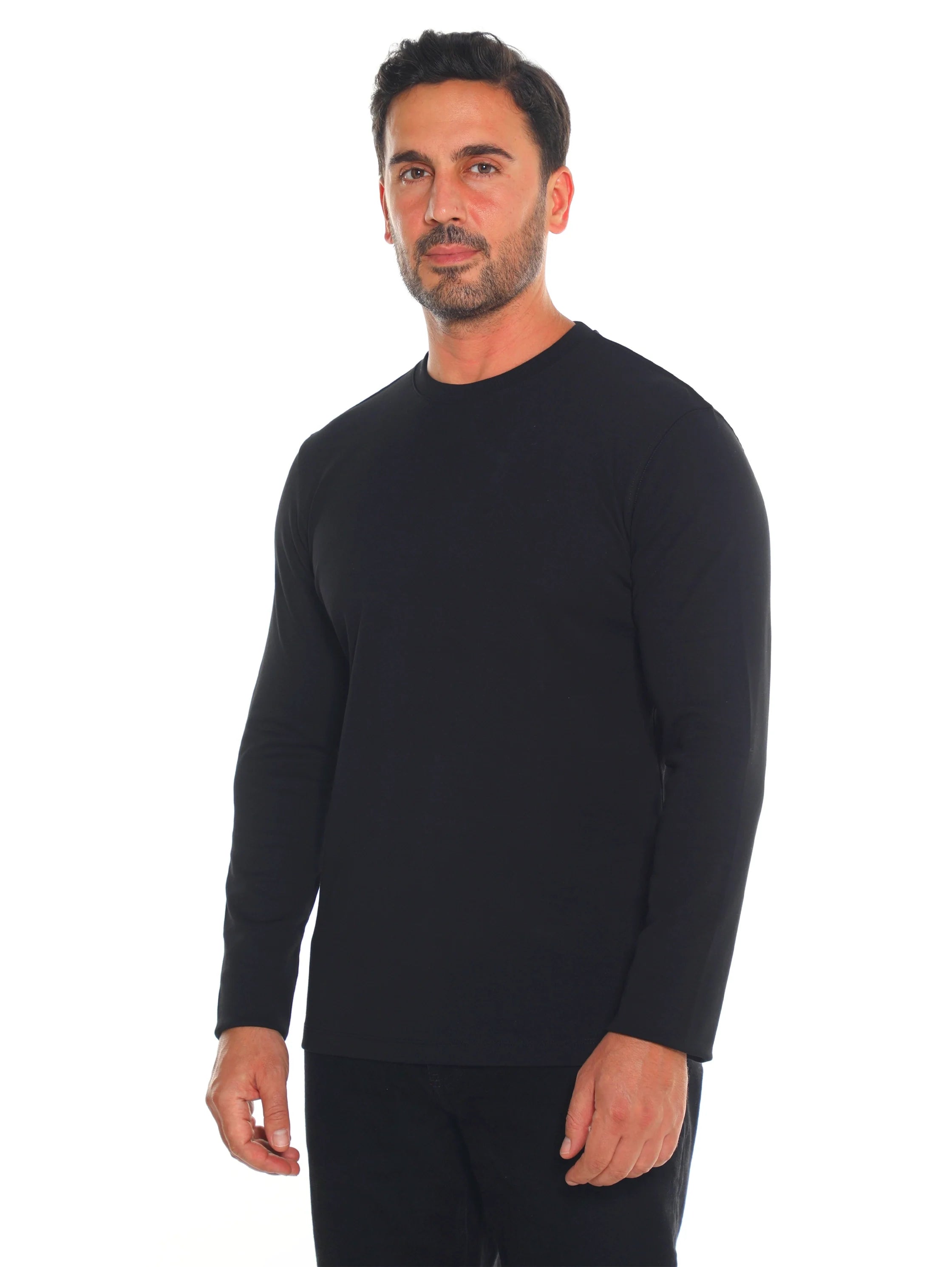 Frappoli Black Long Sleeve Basic Round Neck T-shirt