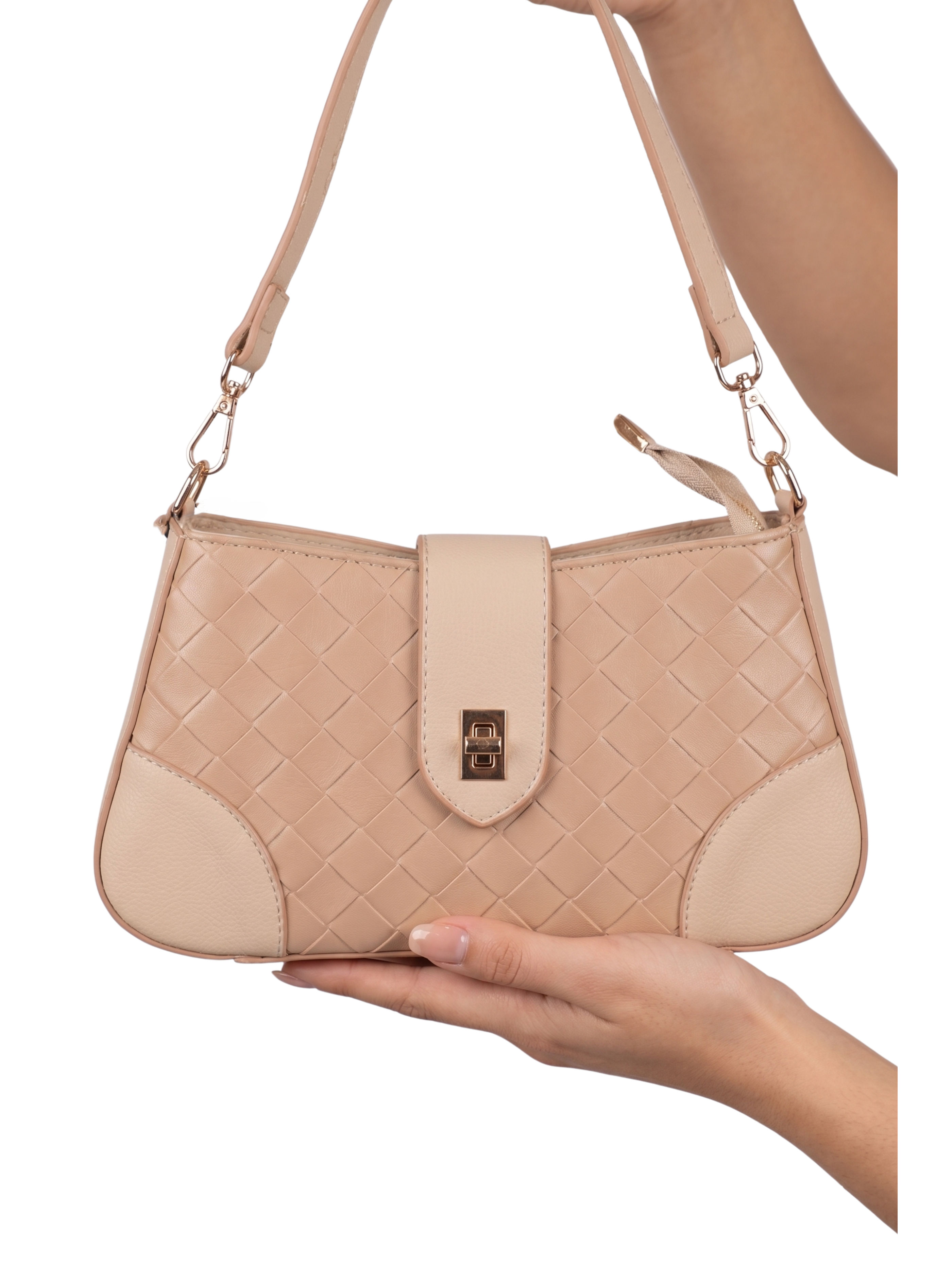Beige Matte Leather Shoulder Bag