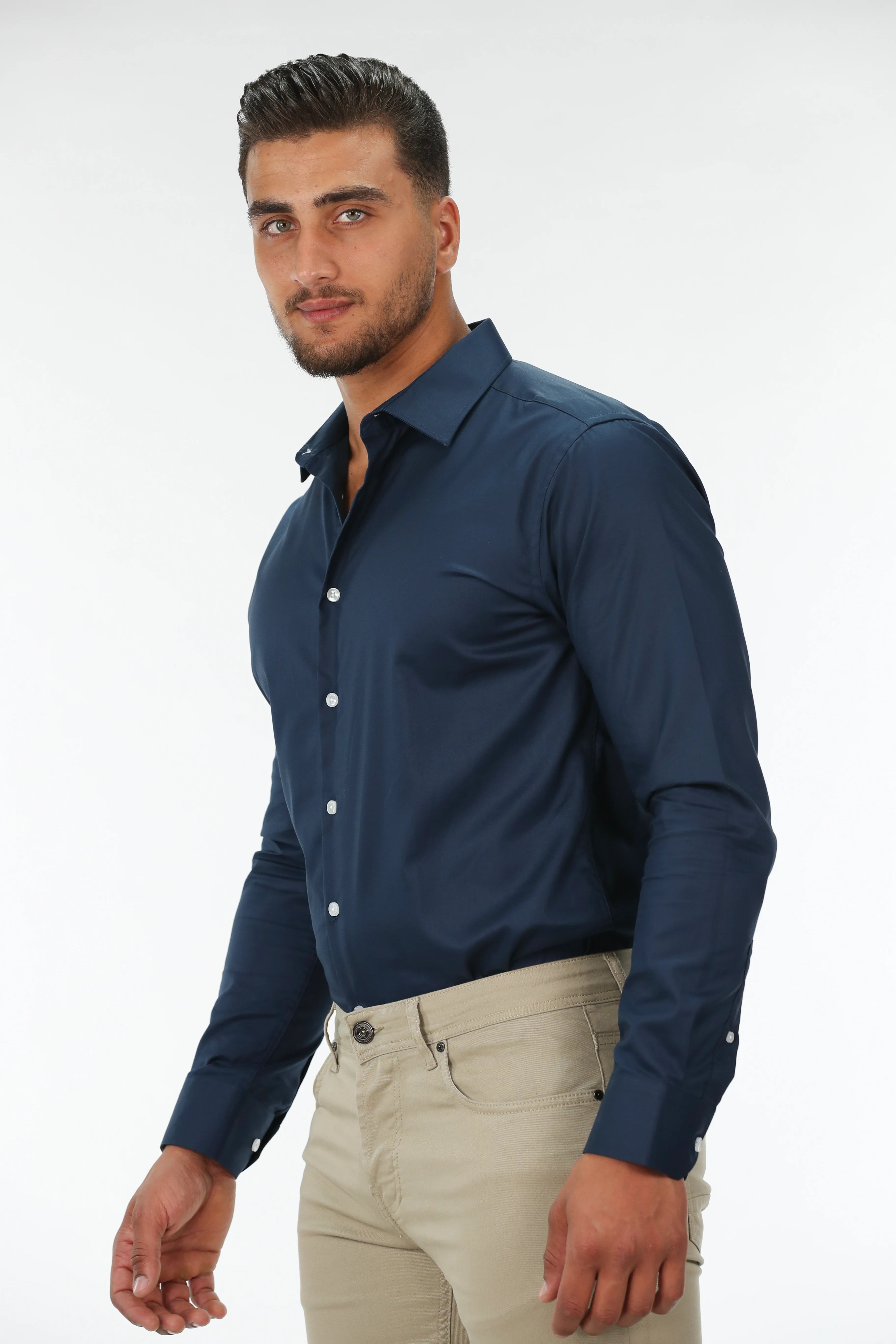 Non Iron Navy Classic Shirt