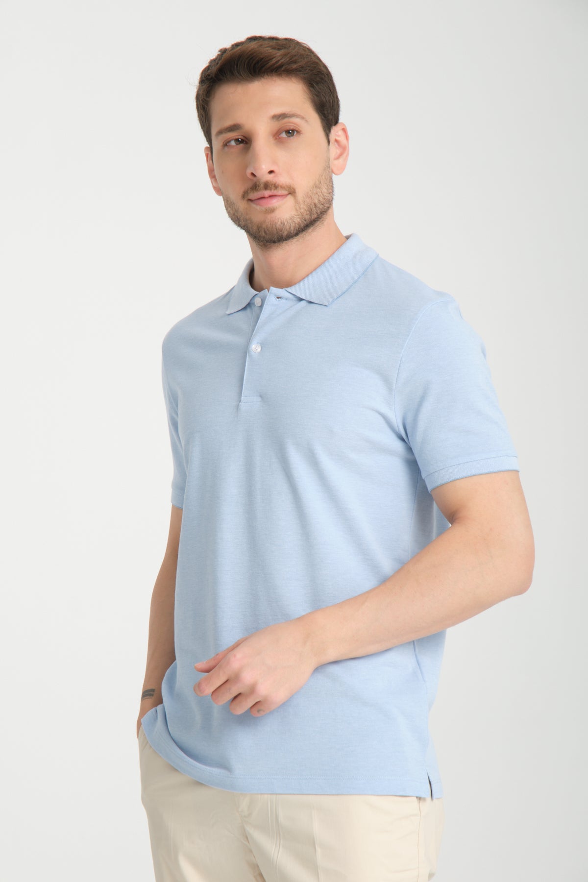 Short Sleeve Blue Basic Polo