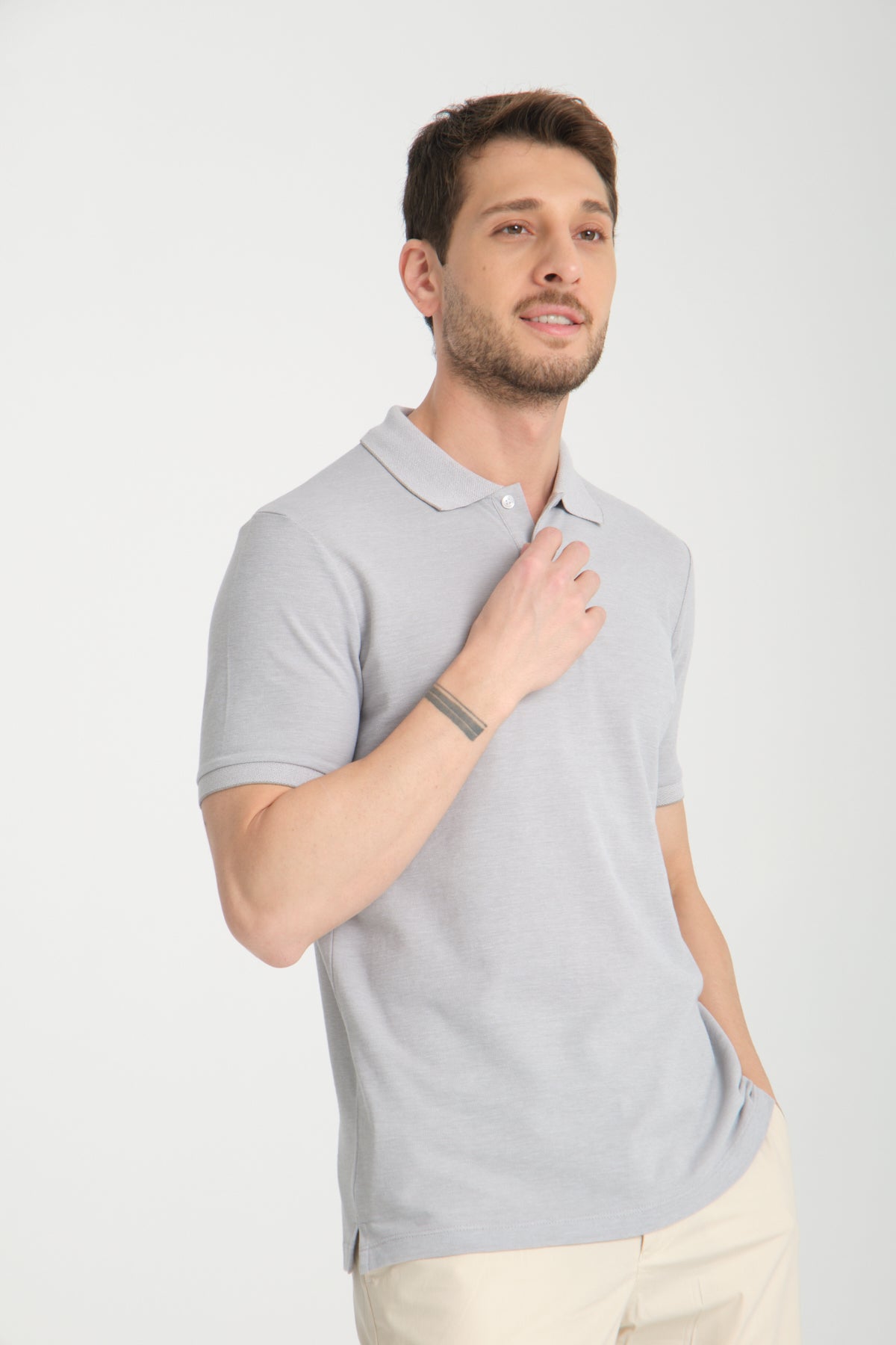 Short Sleeve Grey Basic Polo