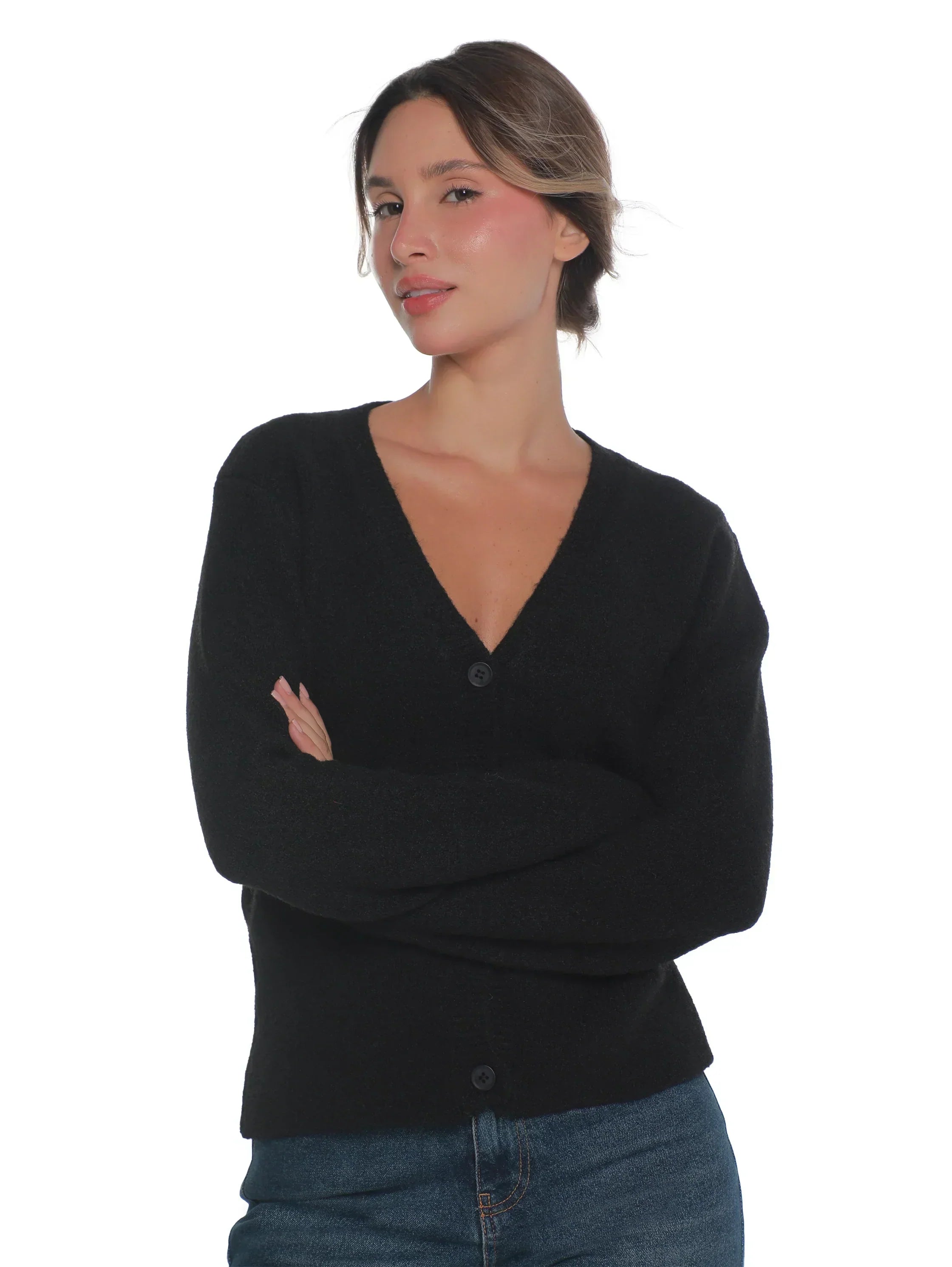 V-Neck Black Long Sleeved Pullover